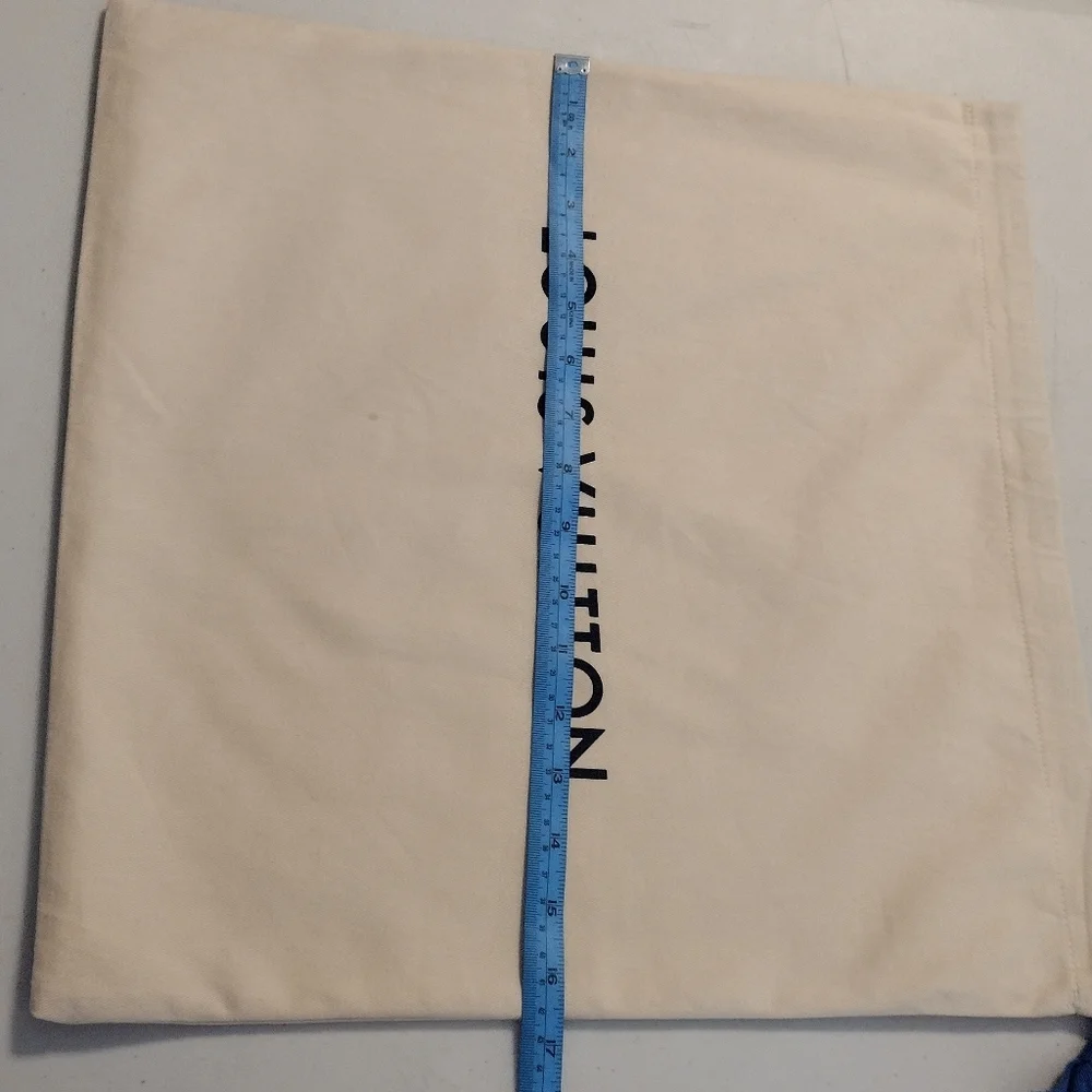 Louis Vuitton Cream Blue Drawstring Black Logo Dust Bag